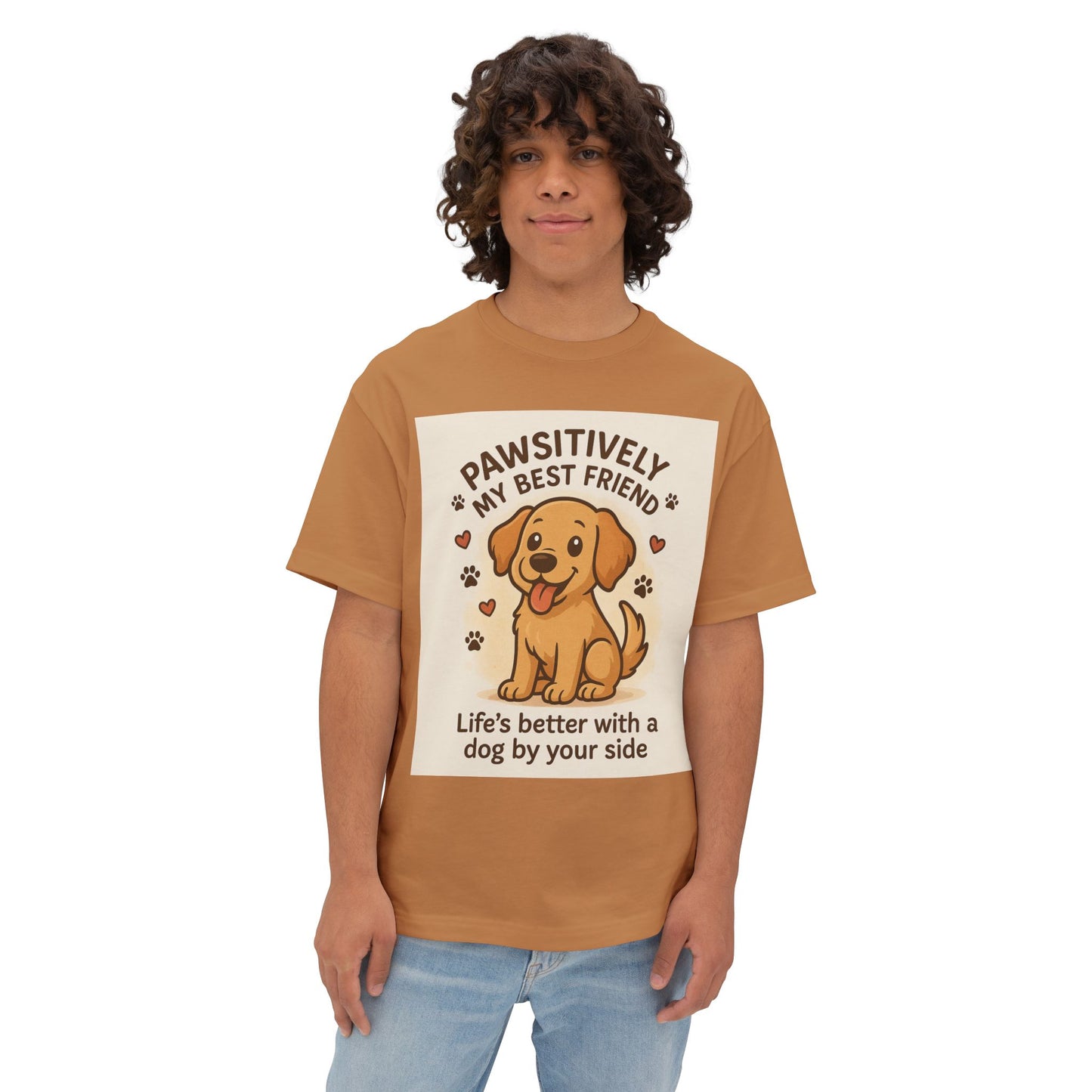 Pawsitively My Best Friend Unisex Oversized Boxy Tee - Life’s Better with a Dog Design