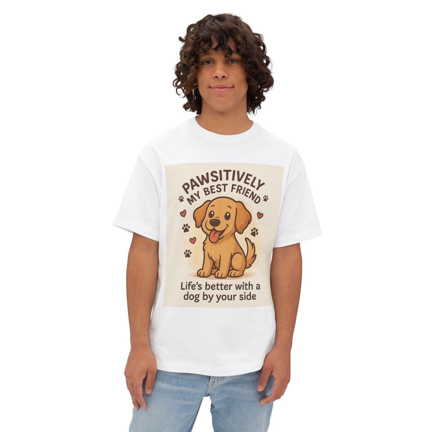 Pawsitively My Best Friend Unisex Oversized Boxy Tee - Life’s Better with a Dog Design
