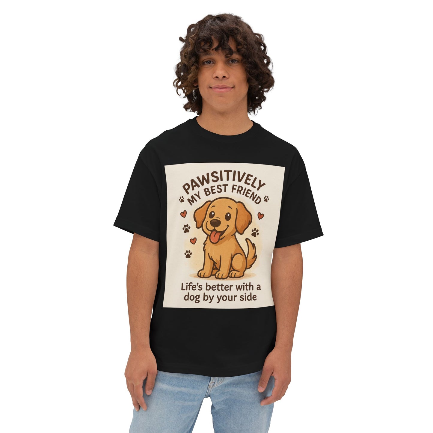 Pawsitively My Best Friend Unisex Oversized Boxy Tee - Life’s Better with a Dog Design