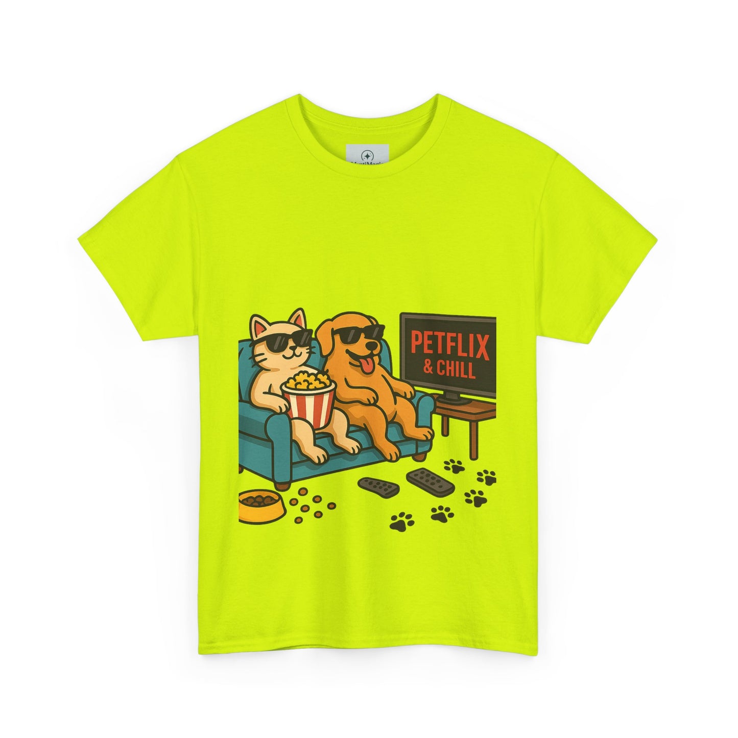 Pet Lovers Unisex Heavy Cotton Tee - 'Petflix & Chill' Graphic Tee